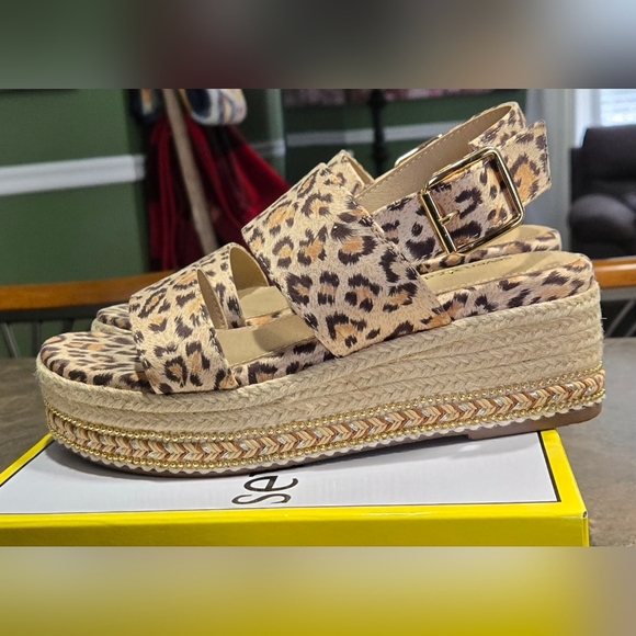 Seven Dials Leopard Print Espadrille Wedges #756 - Picture 8 of 11